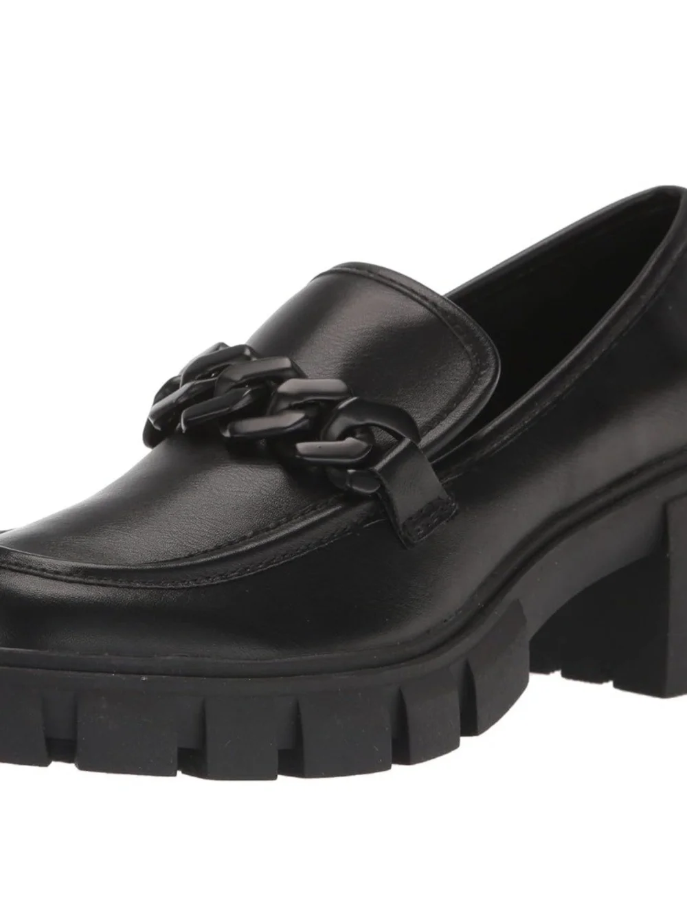 Madden Girl Black Lug Sole Chain Loafer